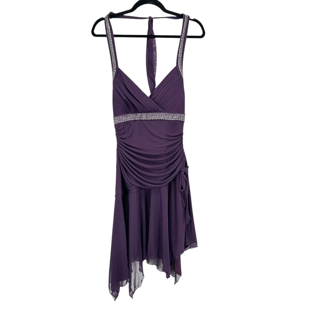 Y2K Trixxi Halter Formal Dress‎ L Prom Hoco Goth Fairy Grunge Asymmetric